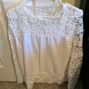 Lacey white top w/ spaghetti top under